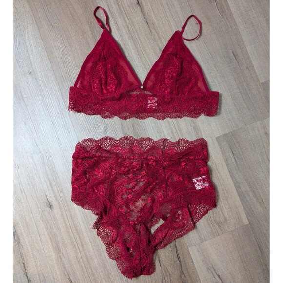NEW MARZXIN Size XL Lace Lingerie Bra & Panty Set Red Boudoir Seductive Romantic - Picture 3 of 12